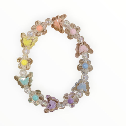 ACRYLIC BEADS BRACELET BUTTERFLY AND FLOWER MULTICOLORED - It's Beadiful By MistyMae