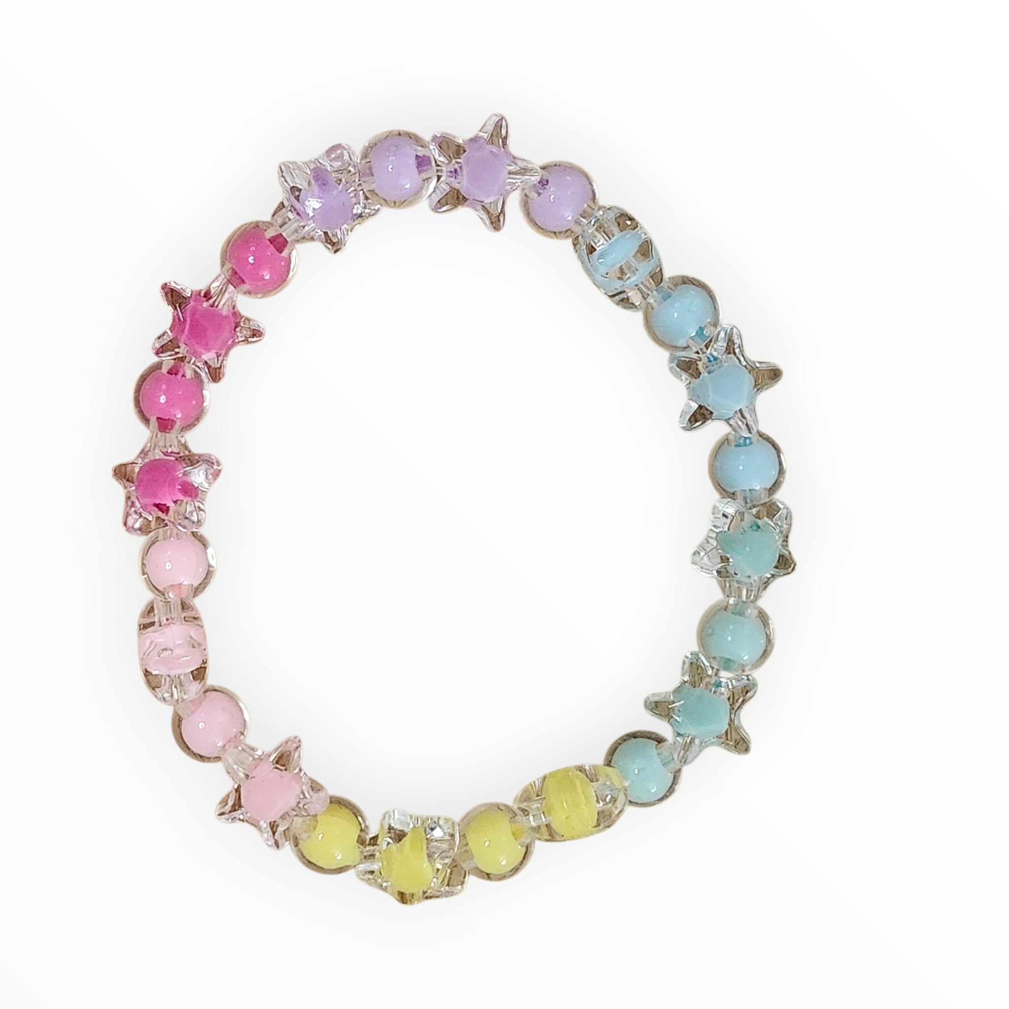 ACRYLIC BEADS BRACELET WITH STARS AND ROUND BEADS- MULTICOLORED - It's Beadiful By MistyMae