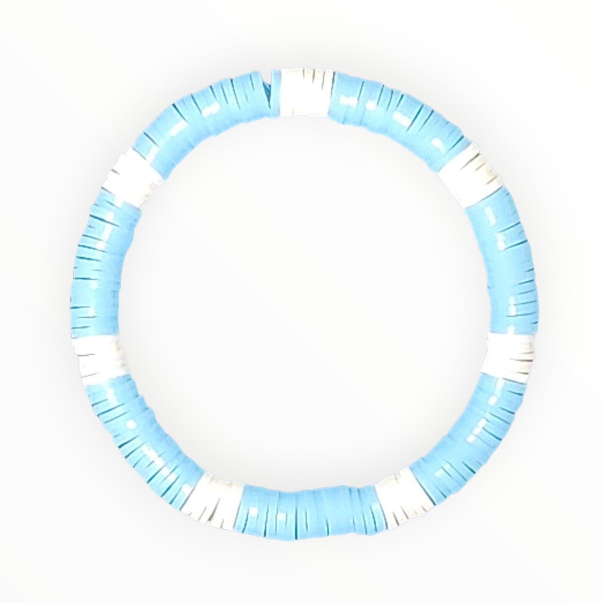 CLAY BEAD BRACELET-BLUE HAWAII STRIPED - It's Beadiful By MistyMae