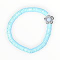 CLAY BEAD BRACELET-BLUE HAWAII WITH FLOWER - It's Beadiful By MistyMae