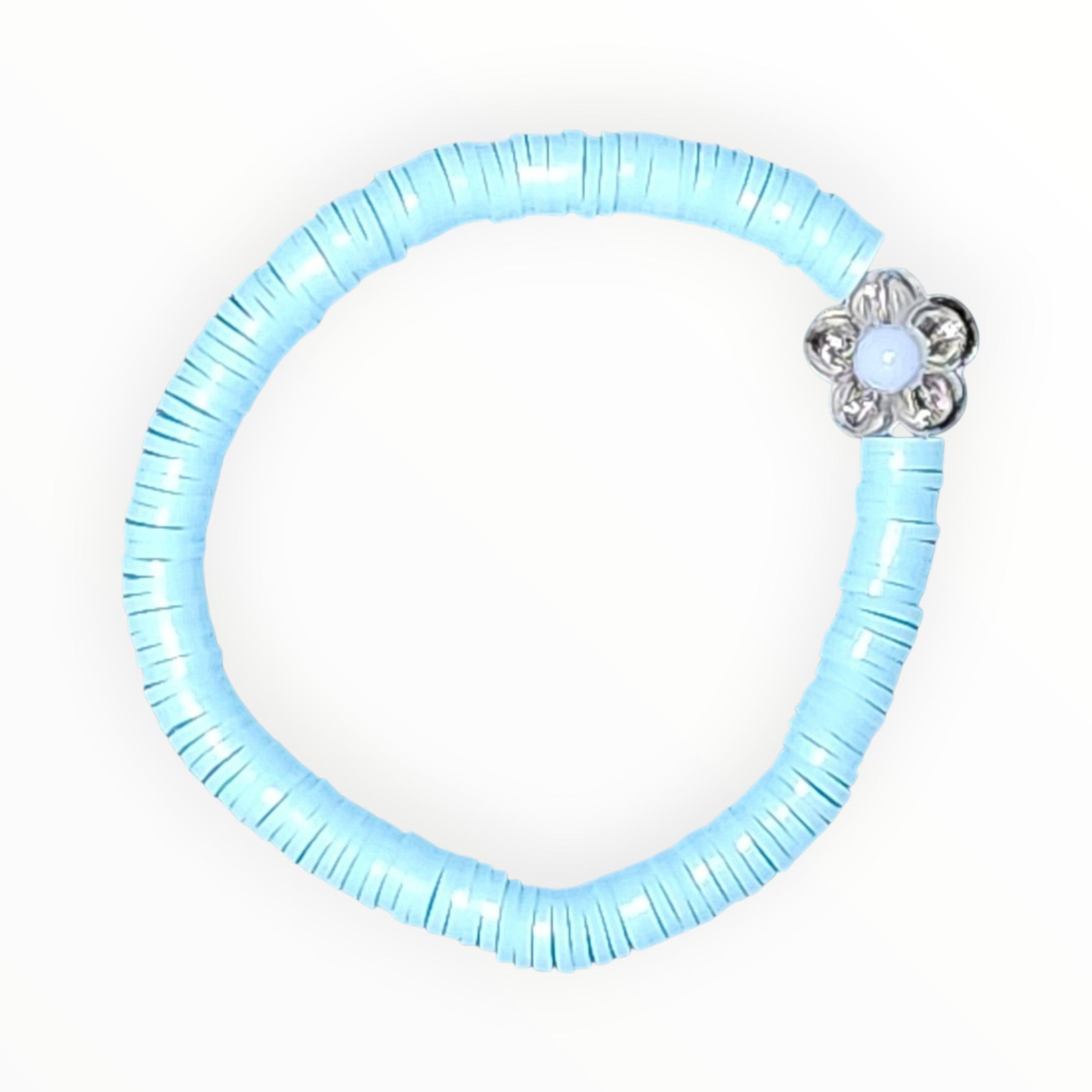 CLAY BEAD BRACELET-BLUE HAWAII WITH FLOWER - It's Beadiful By MistyMae