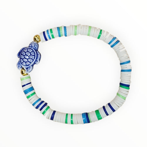 Clay Bead Bracelet Blue Turtle - It's Beadiful By MistyMae