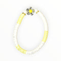 CLAY BEAD BRACELET-DAFFODIL STRIPED WITH FLOWER - It's Beadiful By MistyMae