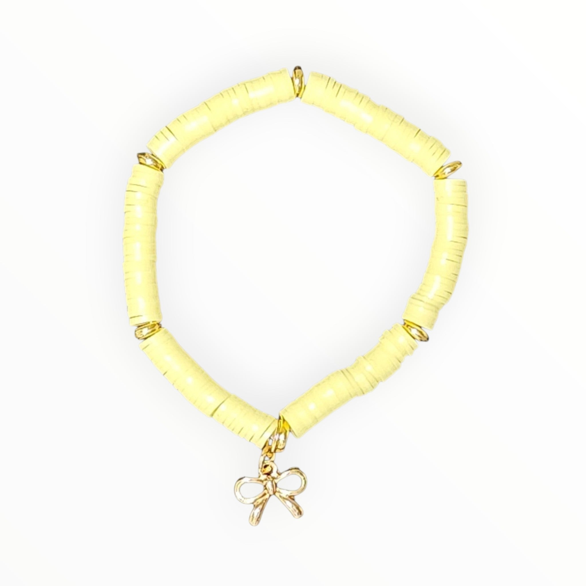 CLAY BEAD BRACELET-DAFFODIL WITH BOW - It's Beadiful By MistyMae