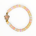 Clay Bead Bracelet Fun Stripe - Peach Daisy - It's Beadiful By MistyMae