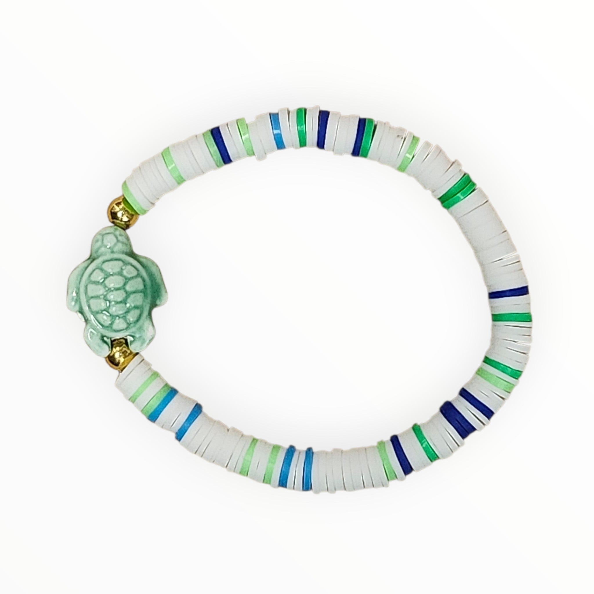 Clay Bead Bracelet Green Turtle - It's Beadiful By MistyMae