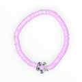 CLAY BEAD BRACELET-LAVENDER DREAM WITH ACRYLIC FLOWER - It's Beadiful By MistyMae