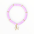 CLAY BEAD BRACELET-LAVENDER DREAM WITH BOW - It's Beadiful By MistyMae