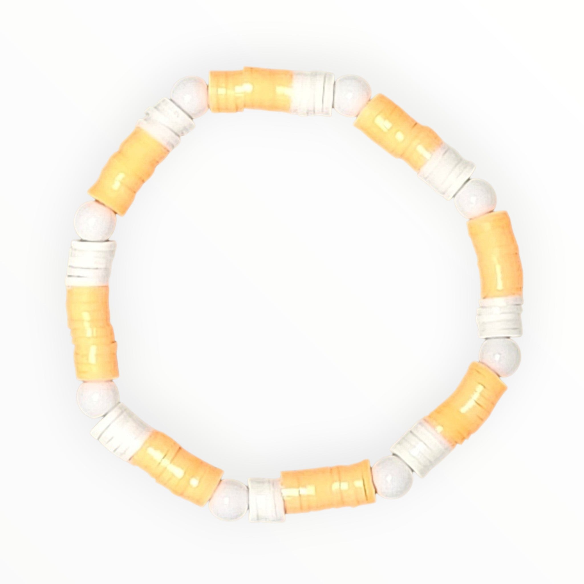 CLAY BEAD BRACELET-ORANGE SORBET STRIPED - It's Beadiful By MistyMae