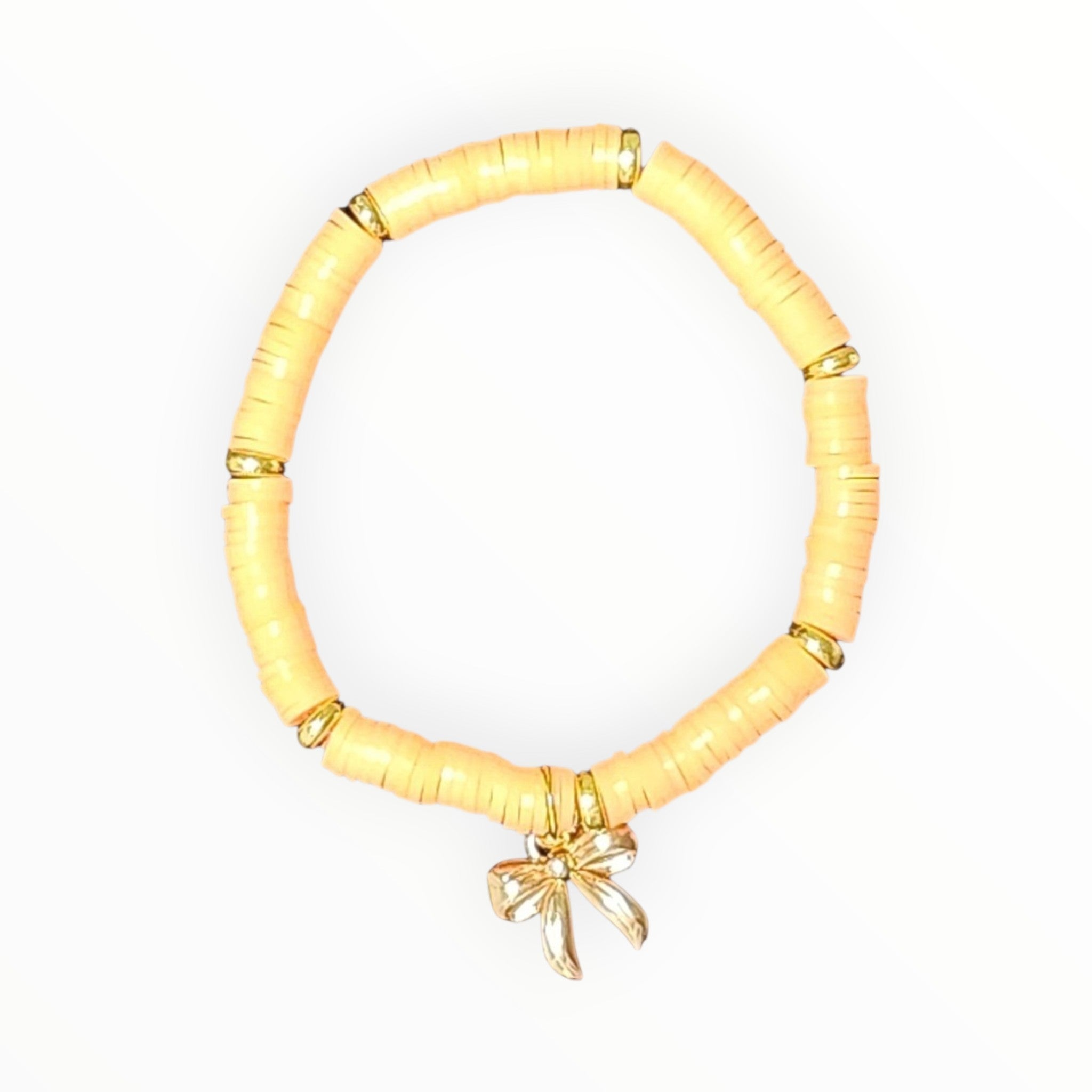 CLAY BEAD BRACELET-ORANGE SORBET WITH BOW - It's Beadiful By MistyMae