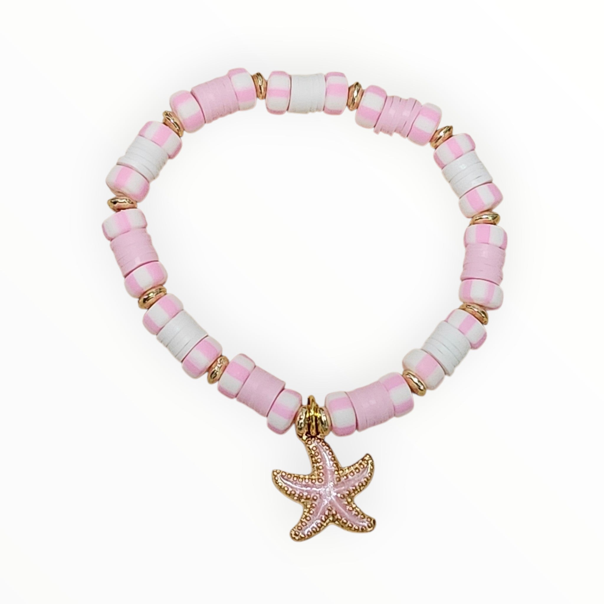 Clay Bead Bracelet Pink Starfish - It's Beadiful By MistyMae