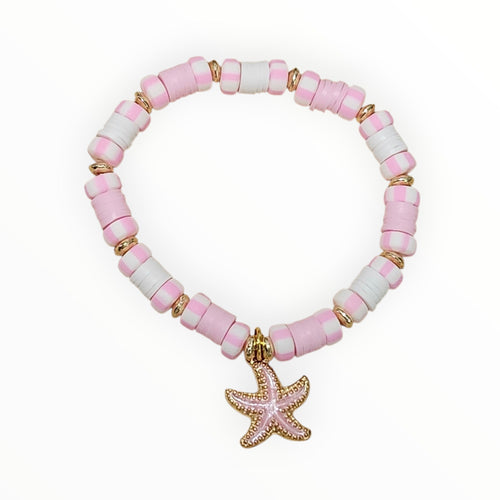 Clay Bead Bracelet Pink Starfish - It's Beadiful By MistyMae