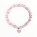 CLAY BEAD BRACELET- PINK STRIPED WITH PINK HEART - It's Beadiful By MistyMae
