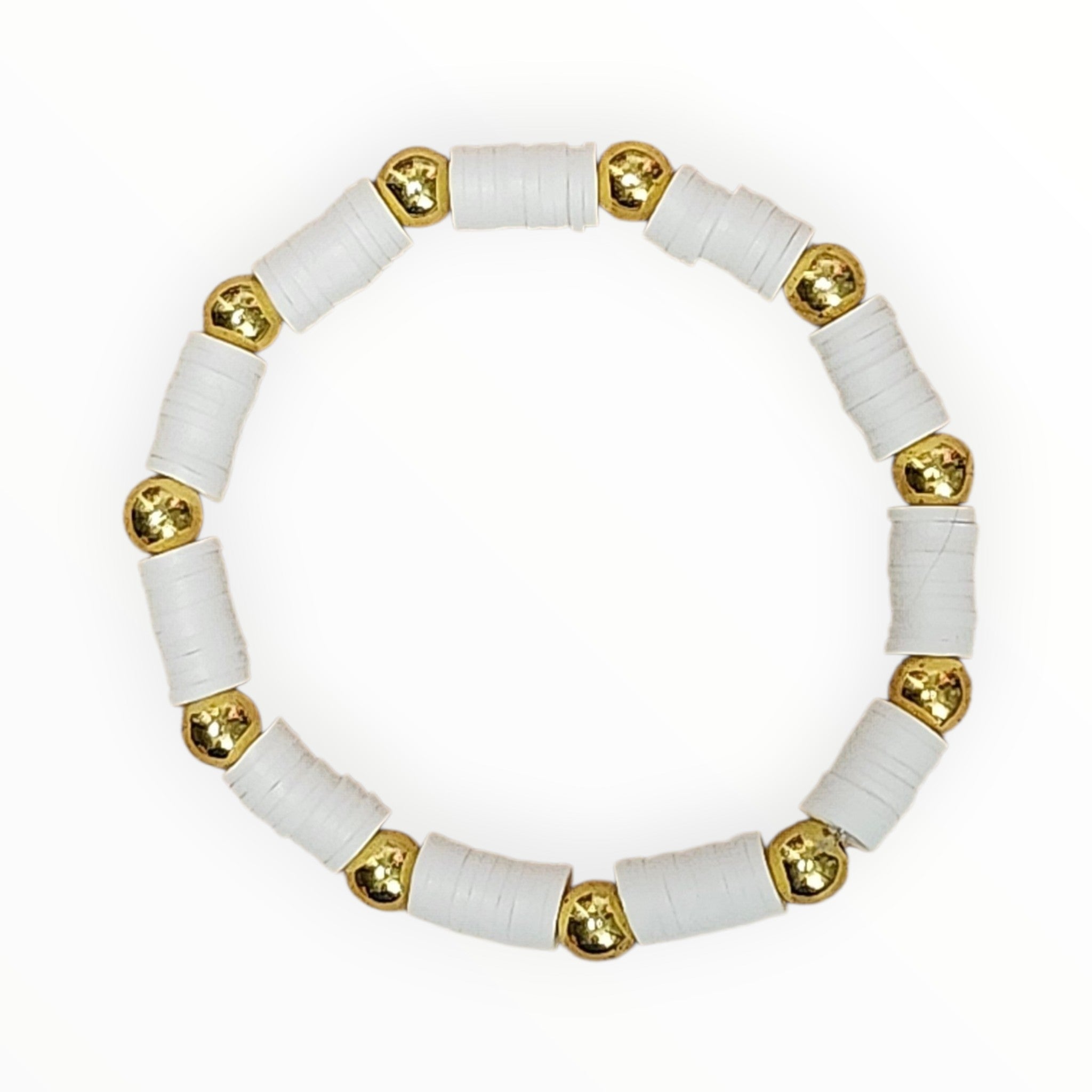 Clay Bead Bracelet White - It's Beadiful By MistyMae