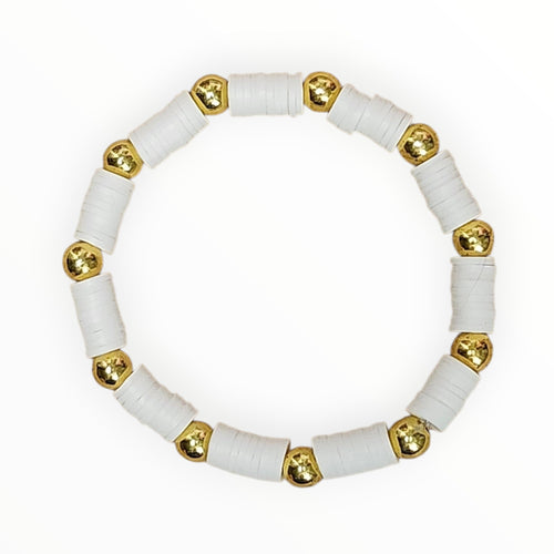 Clay Bead Bracelet White - It's Beadiful By MistyMae