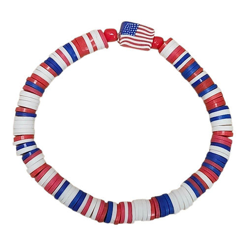 Clay Bead Bracelet with Flag - It's Beadiful By MistyMae