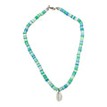 Clay Bead Green Necklace With Seashell Charm - It's Beadiful By MistyMae
