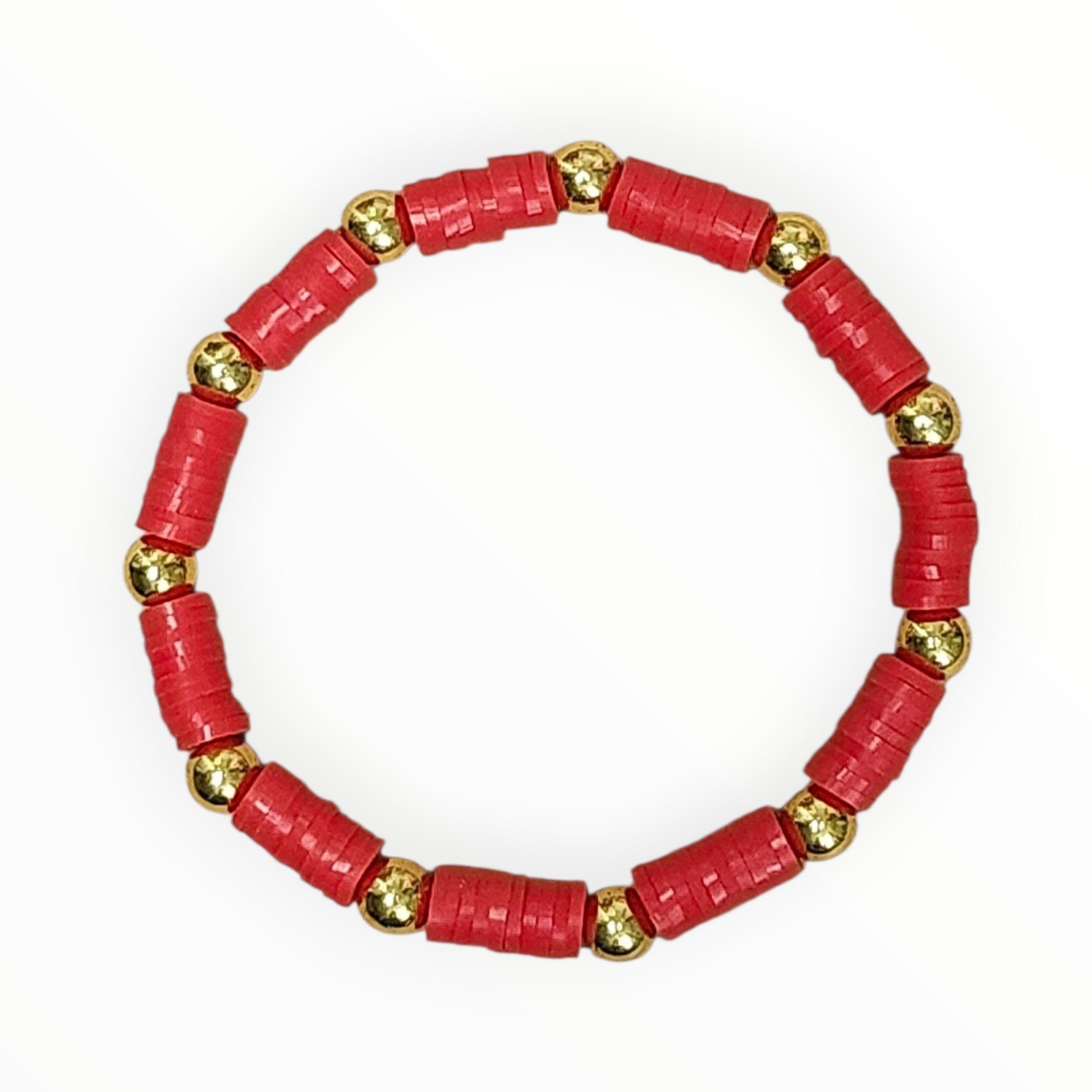 Clay Beaded Bracelet Red - It's Beadiful By MistyMae