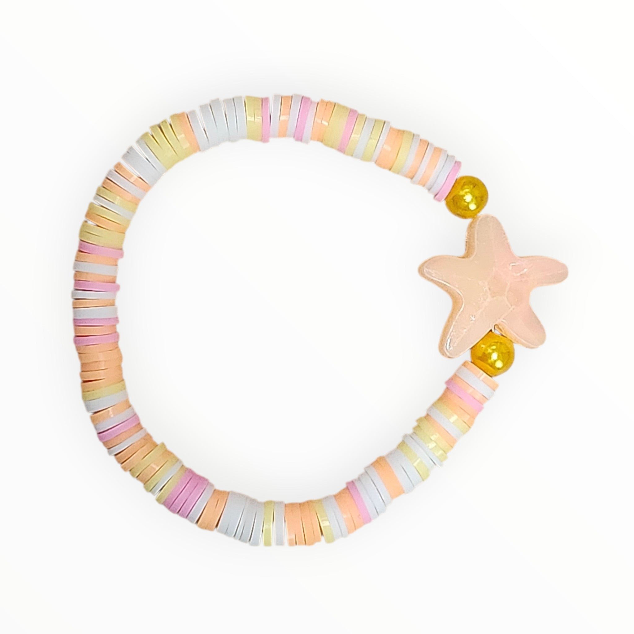 Fun Stripe Clay Bead Bracelet Starfish - It's Beadiful By MistyMae