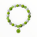 Glass Bead Bracelet in Shades of Green and White with a Matching Flower. KEY LIME - It's Beadiful By MistyMae