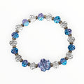 Glass Bead Bracelet; Iridescent Blue - Purple Beads, With a Gorgeous Matching Flower. CLEAR BLUE - It's Beadiful By MistyMae