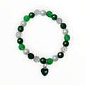 Glass Bead Bracelet with Shades of Emerald & Dark Green, with an Elegant Heart Charm. HEARTFELT CHARM - It's Beadiful By MistyMae