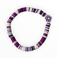 Multicolored Polymer Clay Bead Bracelet With Purple Flower. PURPLE PLUM - It's Beadiful By MistyMae