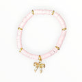POLYMER CLAY BEAD BRACELET-PINK PEONY WITH BOW - It's Beadiful By MistyMae