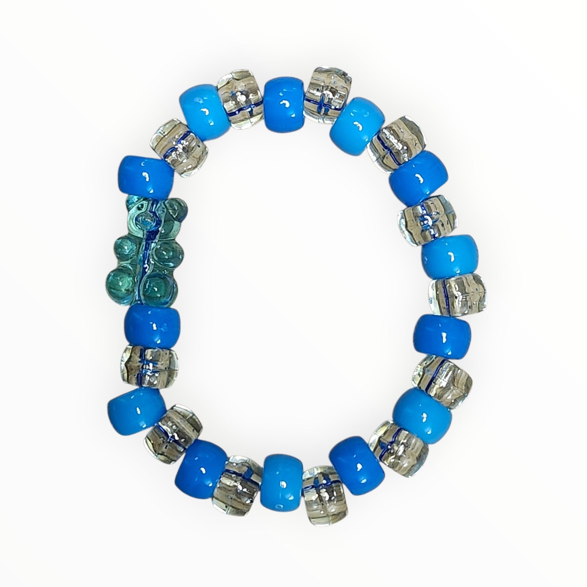 PONY BEAD BRACELET-"BLUE GUMMY BEAR" - It's Beadiful By MistyMae