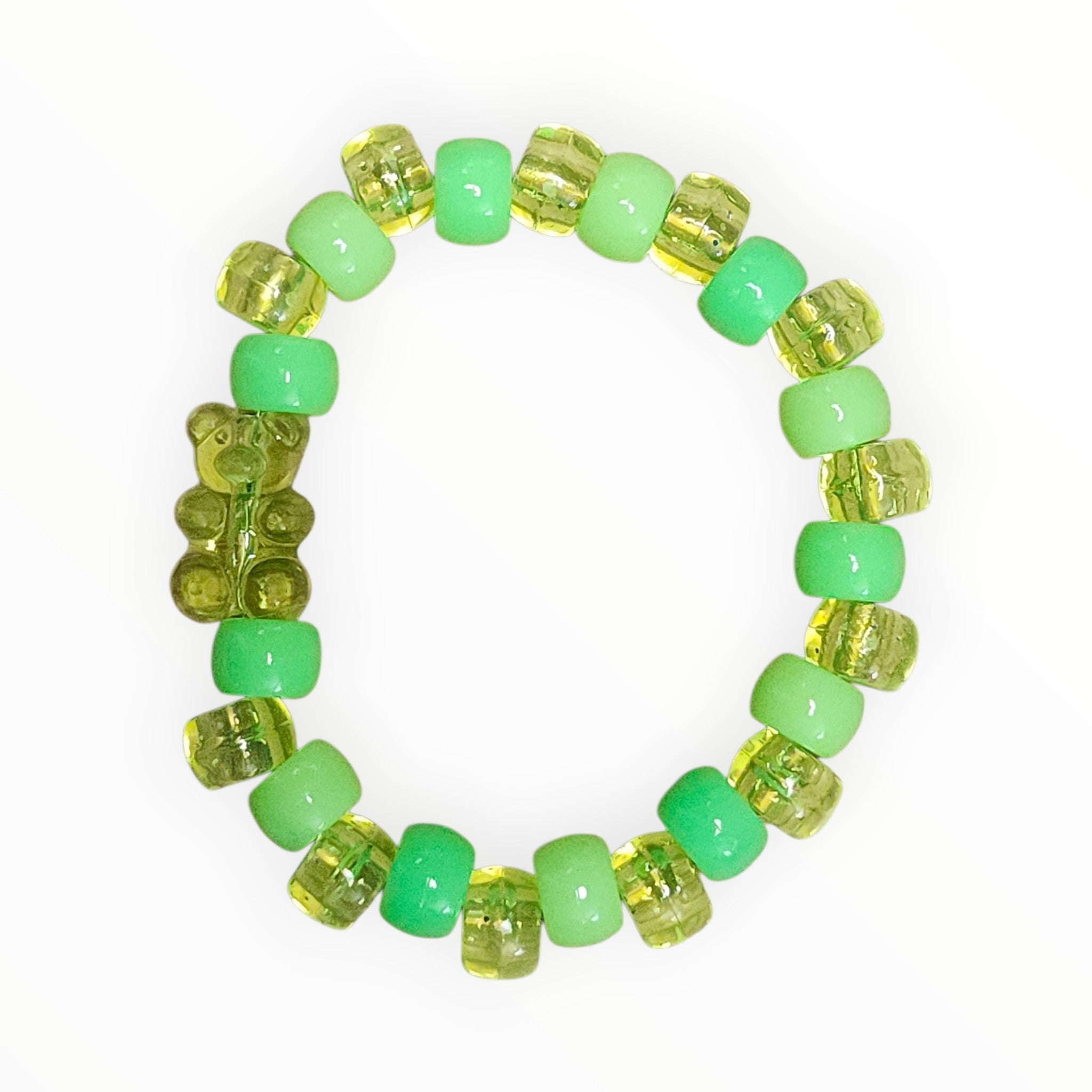 PONY BEAD BRACELET-"GREEN GUMMY BEAR" - It's Beadiful By MistyMae