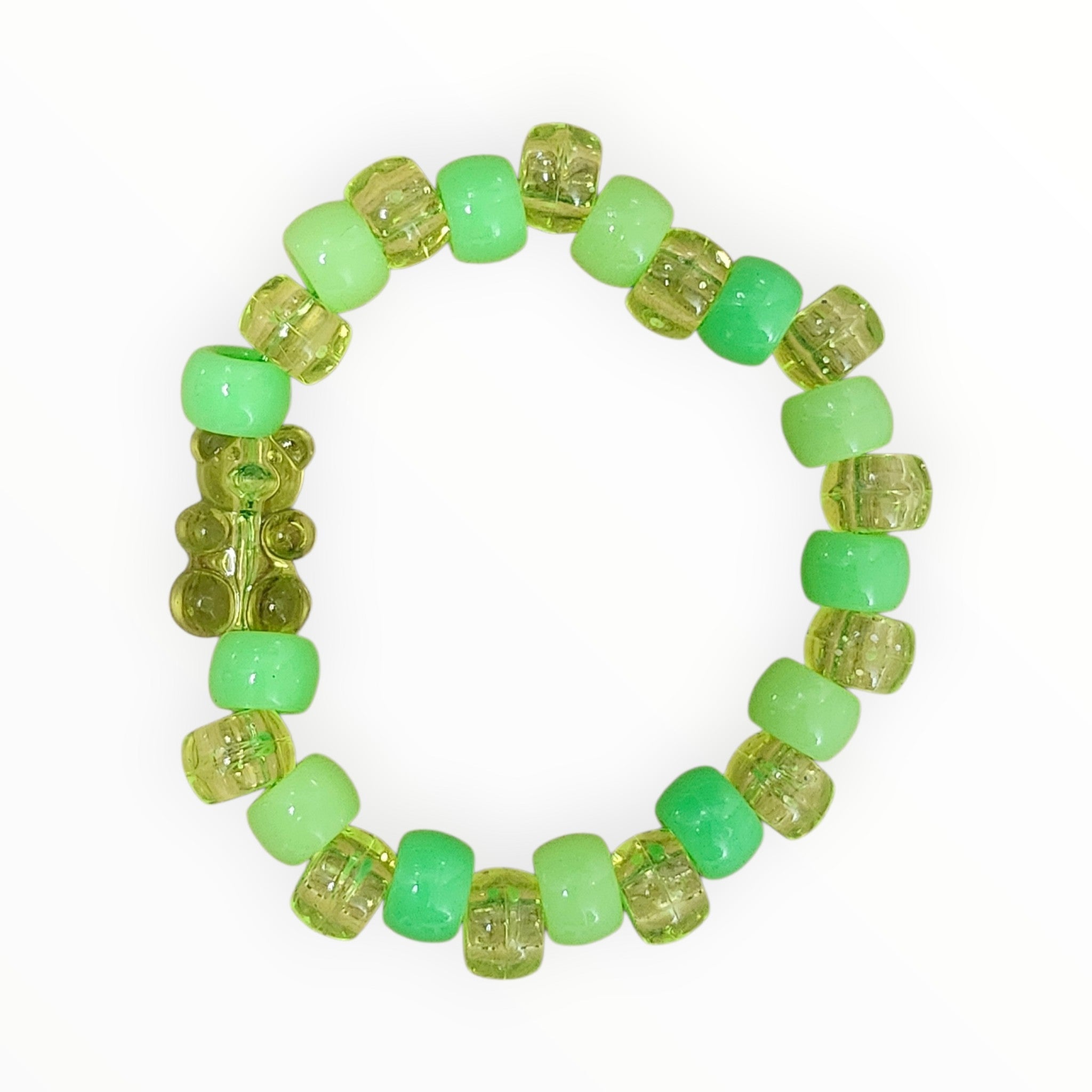 PONY BEAD BRACELET-GREEN GUMMY BEAR - It's Beadiful By MistyMae