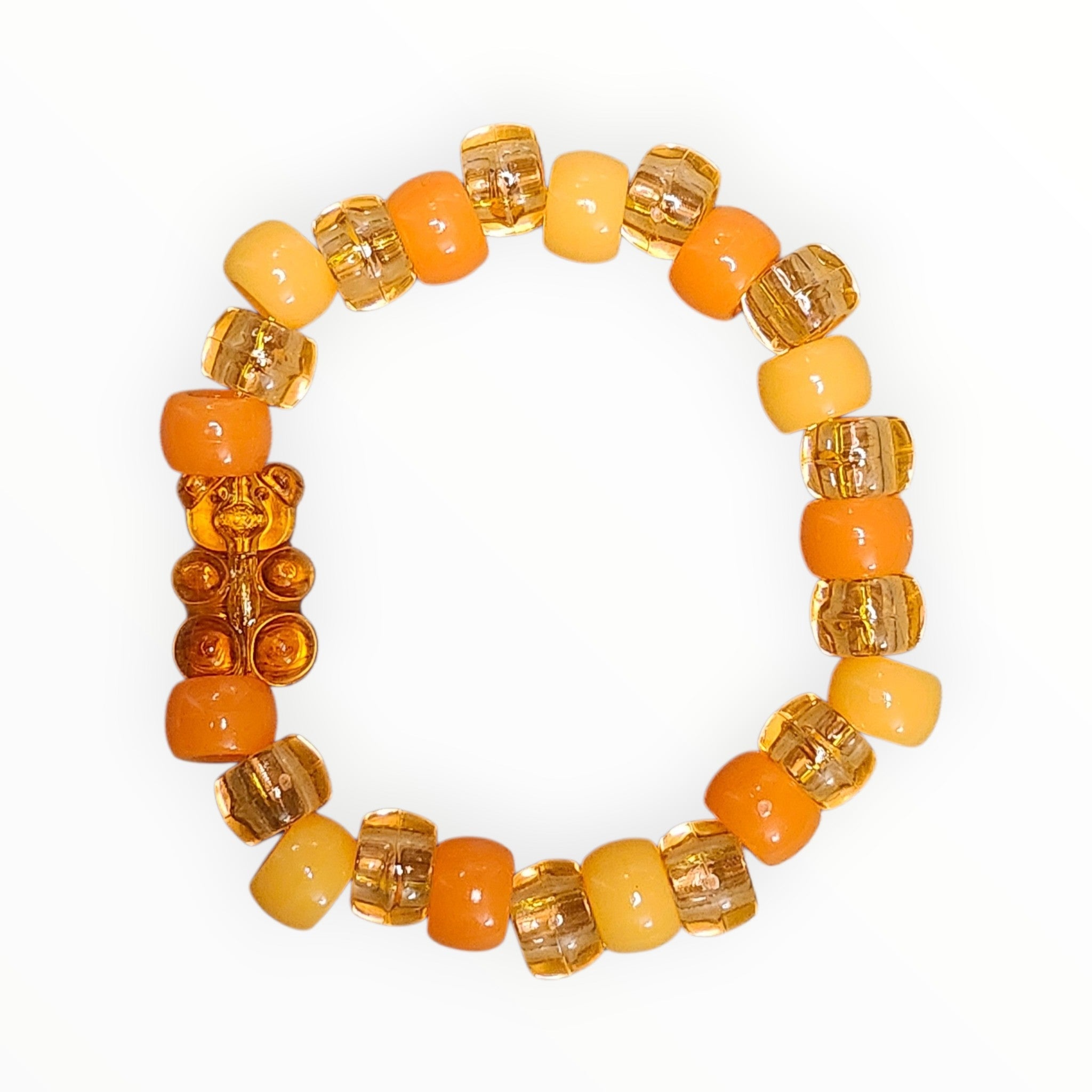 PONY BEAD BRACELET-"ORANGE GUMMY BEAR" - It's Beadiful By MistyMae