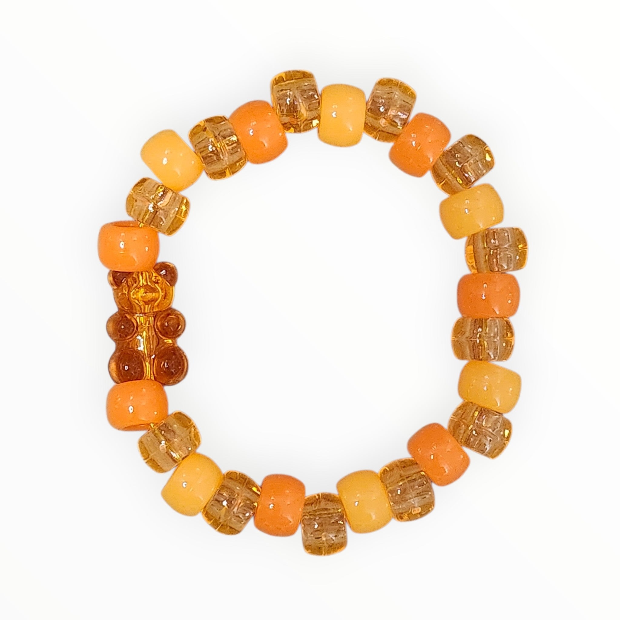 PONY BEAD BRACELET-ORANGE GUMMY BEAR - It's Beadiful By MistyMae
