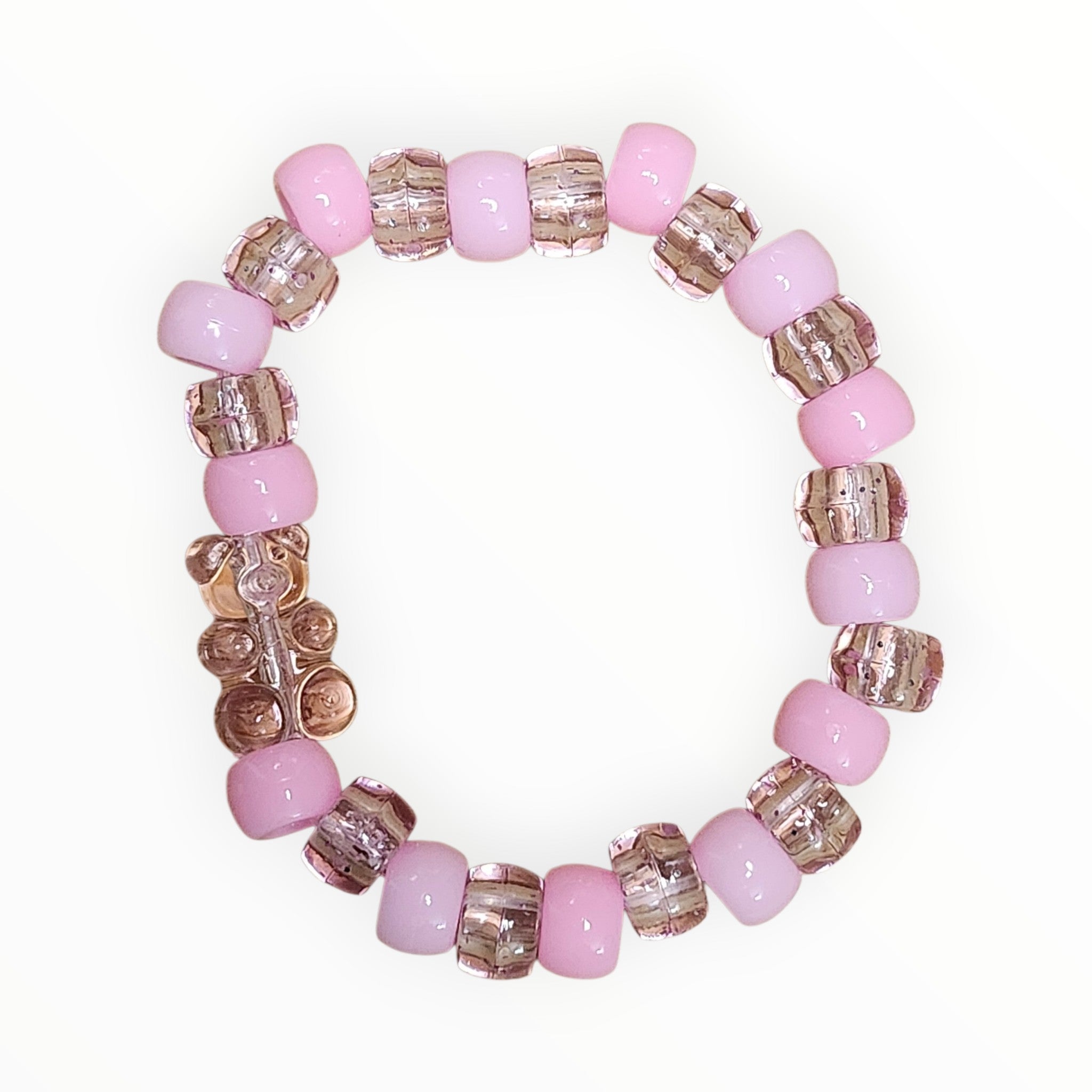 PONY BEAD BRACELET-"PINK GUMMY BEAR" - It's Beadiful By MistyMae