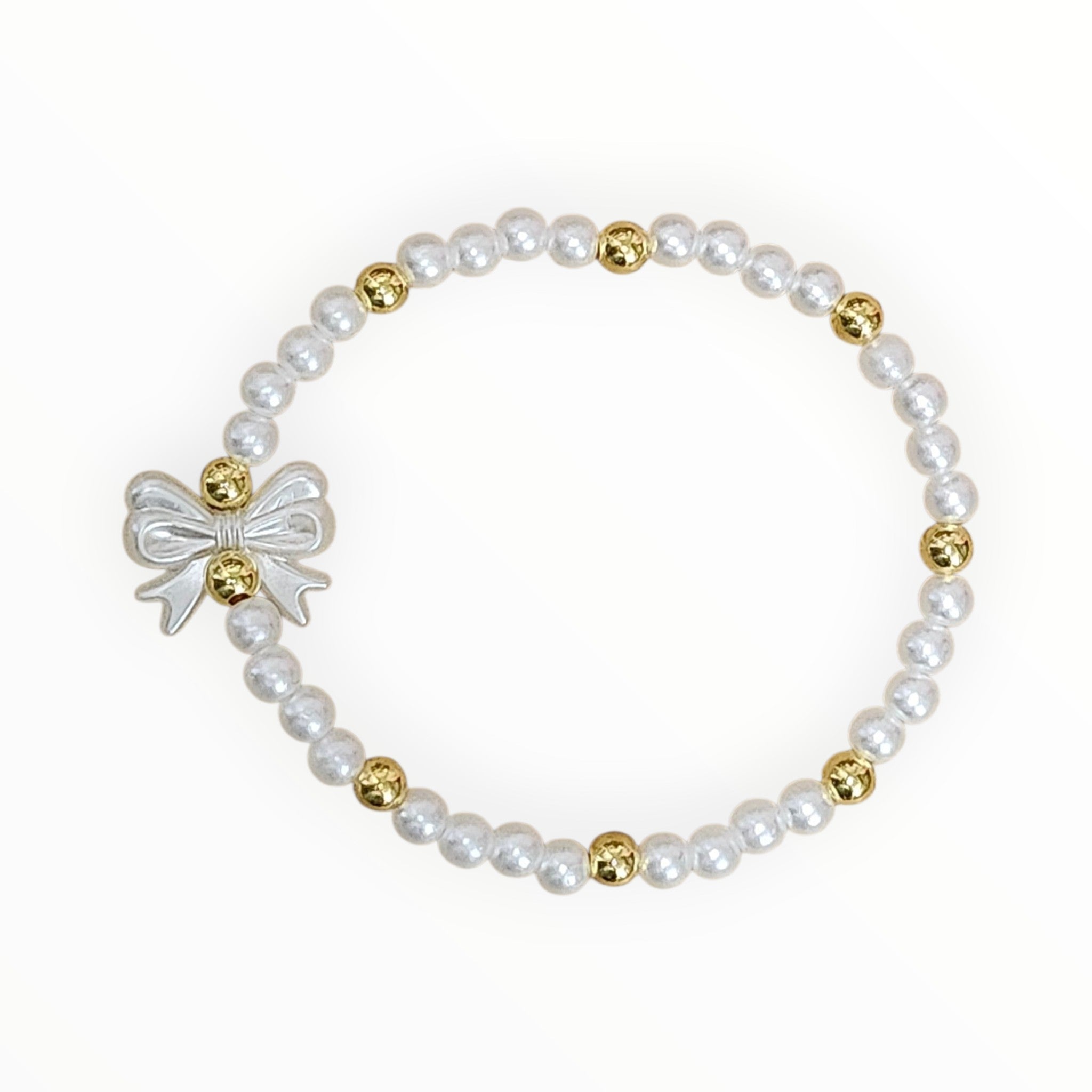 Seed Bead Bracelet- Pearly Bow - It's Beadiful By MistyMae