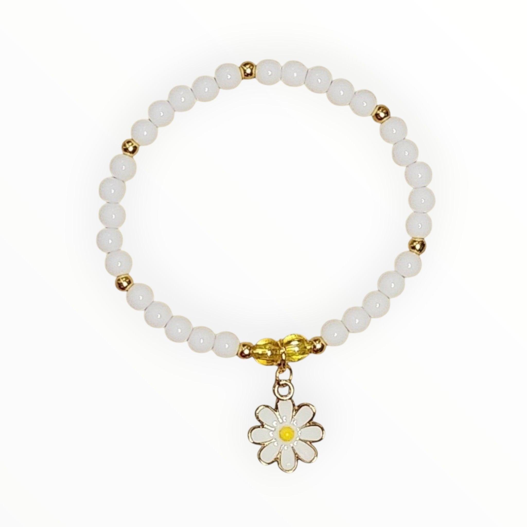 White Daisy Beaded Bracelet - It's Beadiful By MistyMae