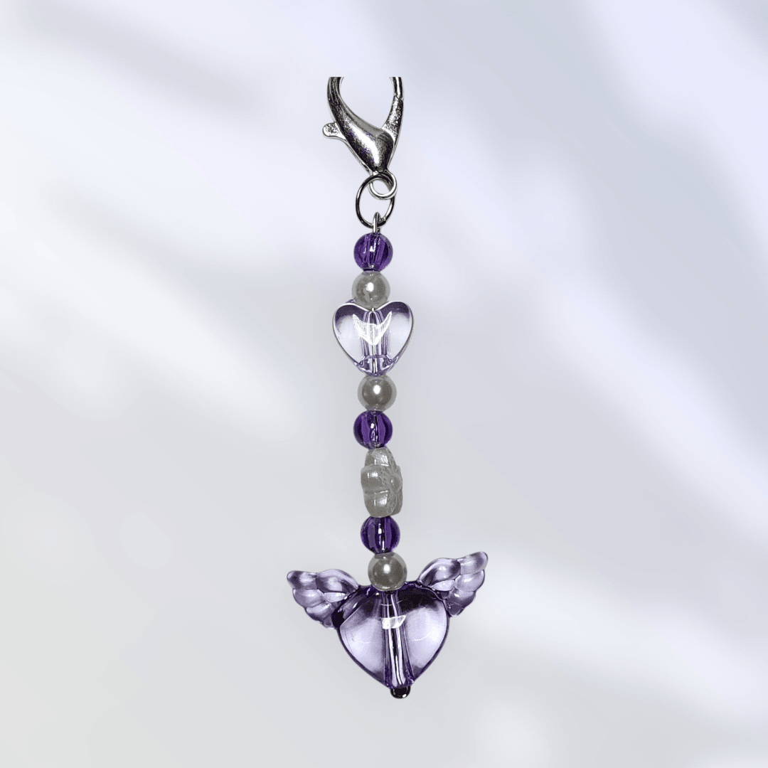 Winged Heart Key Chain - Fly with Love in Purple - It's Beadiful By MistyMae