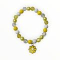 Yellow Glass Beads With Yellow Daisy Charm Bracelet. LEMON DROP - It's Beadiful By MistyMae